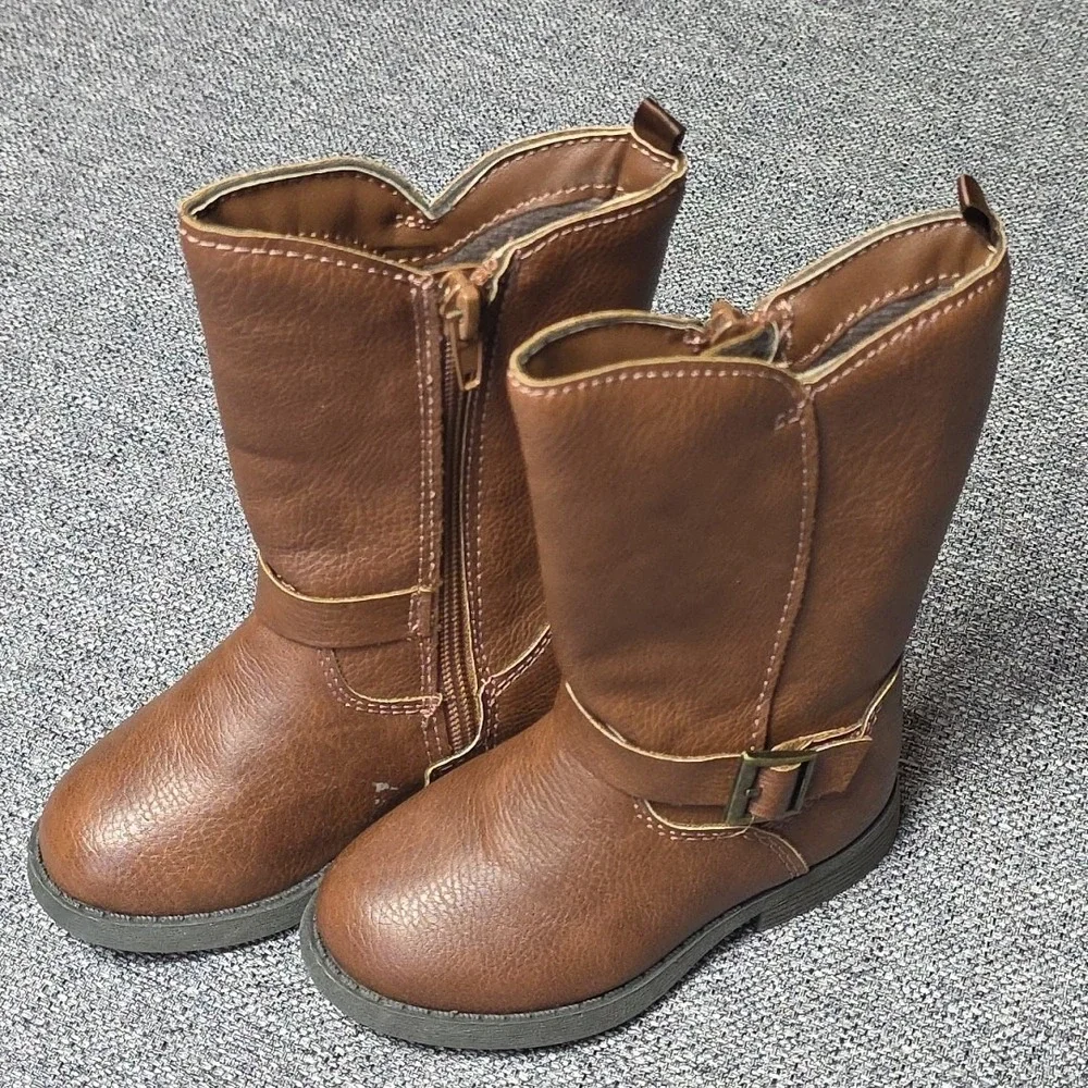 Osh Kosh Brown Girls Boots Lumi Riding Toddler Size 6 M Buckel